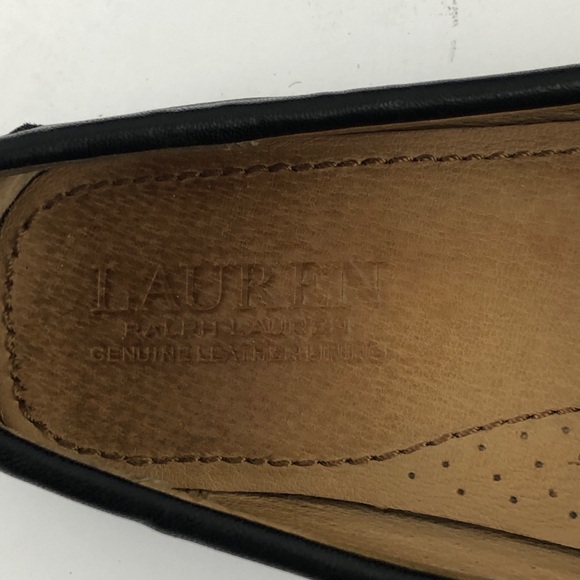 Lauren Ralph Lauren Loafers Women 7.5 Black Leather Briley Slip on Moccasin - Picture 12 of 13